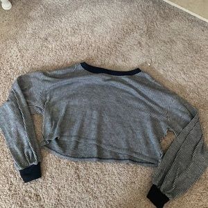Cropped black and white stripped long sleeve